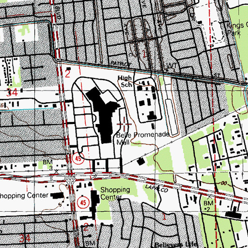 Topographic Map of Bell Promenade Mall Shopping Center, LA