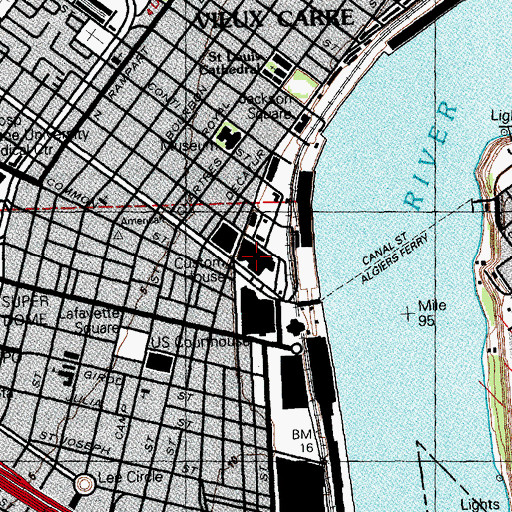 Topographic Map of Canal Place Shopping Center, LA