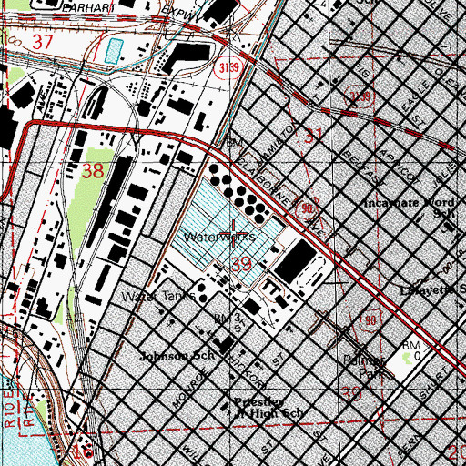 Topographic Map of Carrollton Water Purification Plant, LA