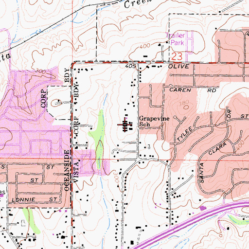 Topographic Map of Grapevine Elementary School, CA