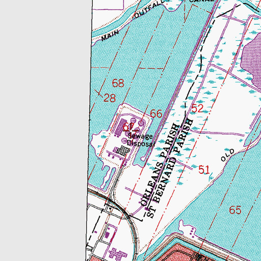 Topographic Map of East Bank Sewage Treatment Plant, LA
