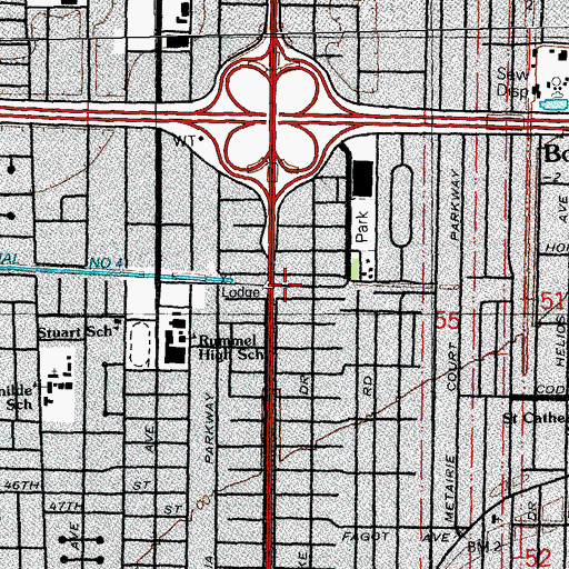Topographic Map of Oak Park Shopping Center, LA