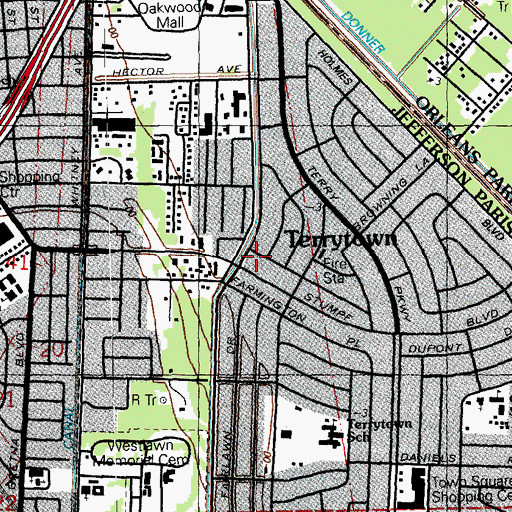 Topographic Map of River Oaks Shopping Center, LA