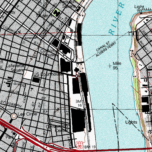 Topographic Map of Riverwalk Marketplace Shopping Center, LA