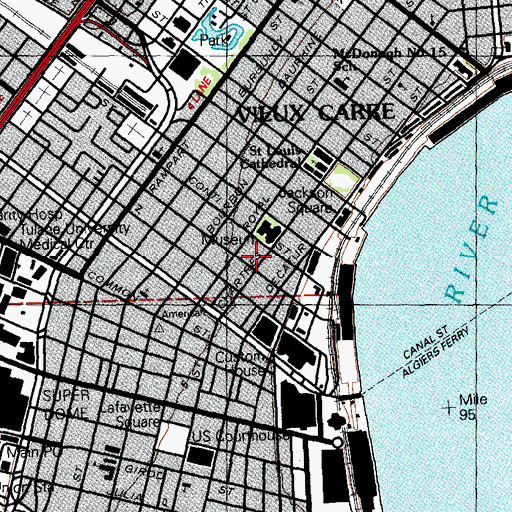 Topographic Map of Shops at Trois Rues, LA