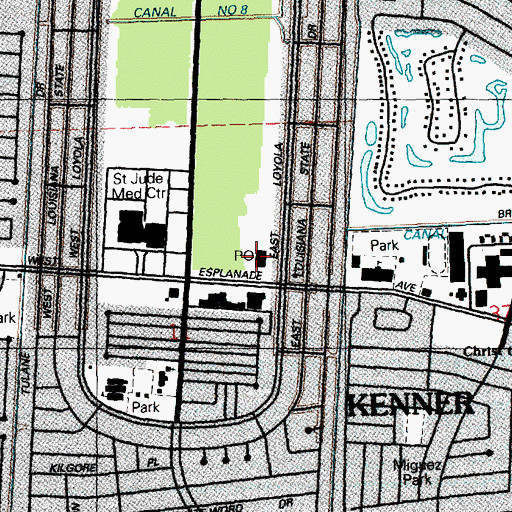 Topographic Map of North Kenner Post Office, LA