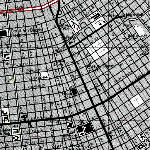 Topographic Map of Uptown Station Post Office, LA