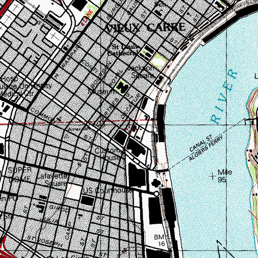 Topographic Map of Vieux Carre Post Office, LA