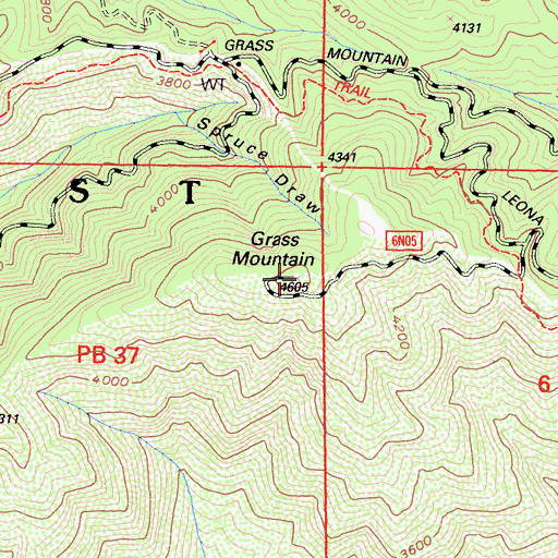 Topographic Map of Grass Mountain, CA