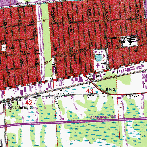 Topographic Map of Bishop McManus Academy, LA