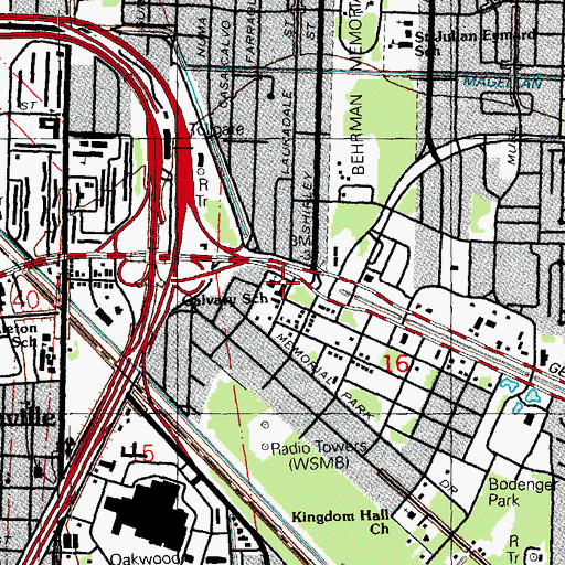 Topographic Map of Calvary Baptist School, LA