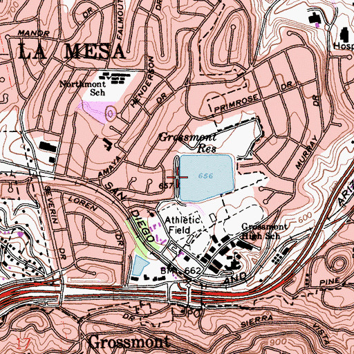 Topographic Map of Grassmont Reservoir, CA