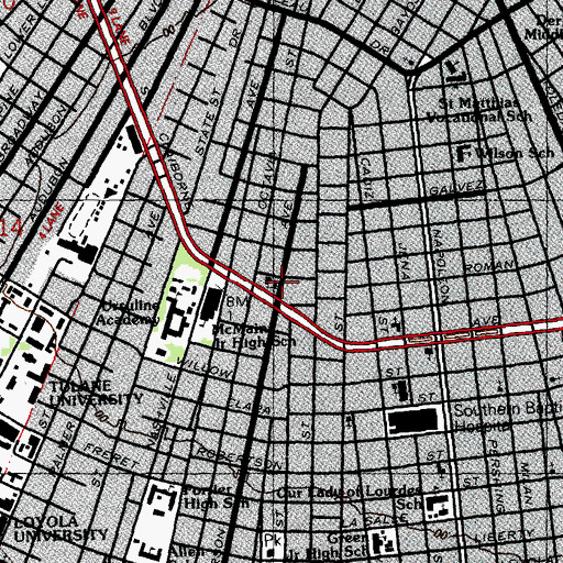 Topographic Map of First Presbyterian Church School, LA