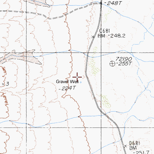 Topographic Map of Gravel Well, CA