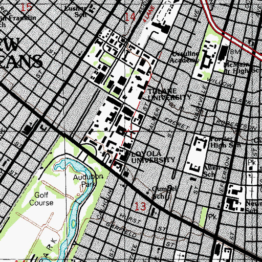 Topographic Map of Holy Name of Jesus School, LA