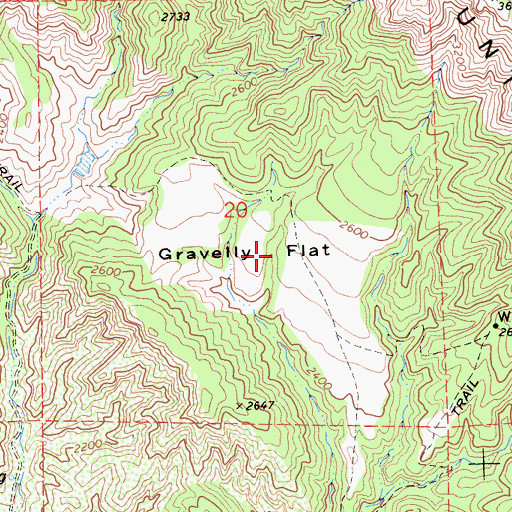 Topographic Map of Gravelly Flat, CA
