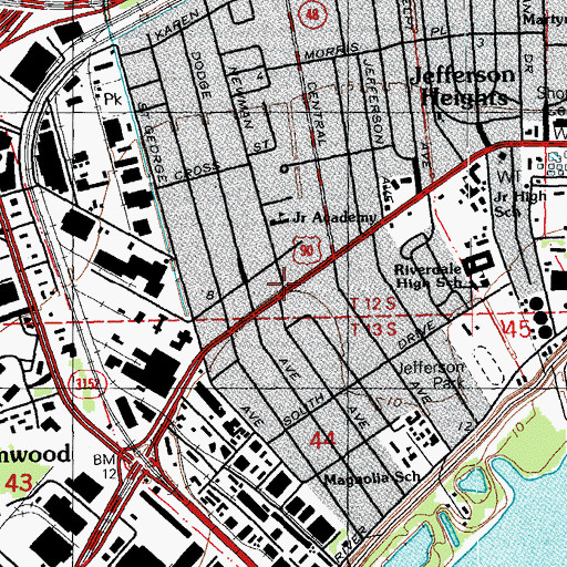 Topographic Map of Jefferson Presbyterian Church Day School, LA