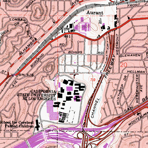 Topographic Map of Gravois Avenue School, CA
