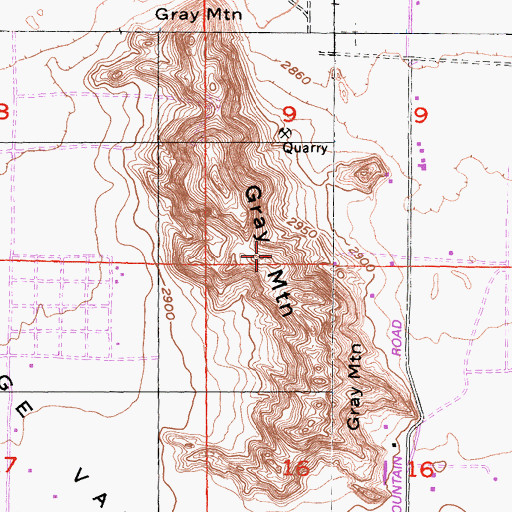 Topographic Map of Gray Mountain, CA