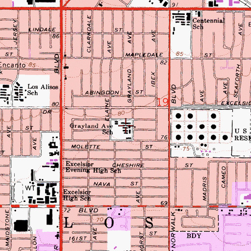 Topographic Map of Earl E Edmondson Elementary School, CA