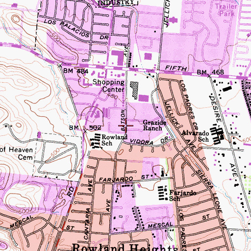 Topographic Map of Grazide Ranch, CA