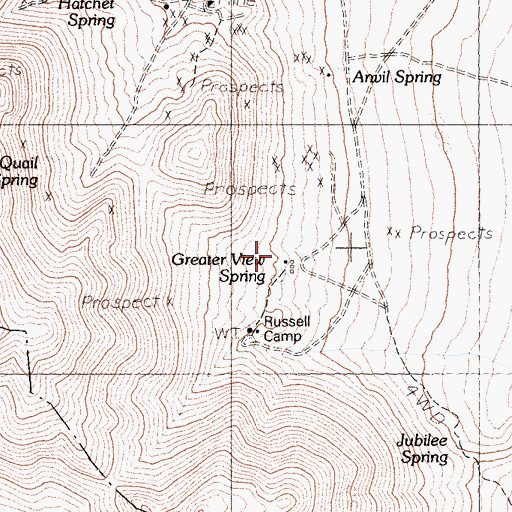 Topographic Map of Greater View Spring, CA