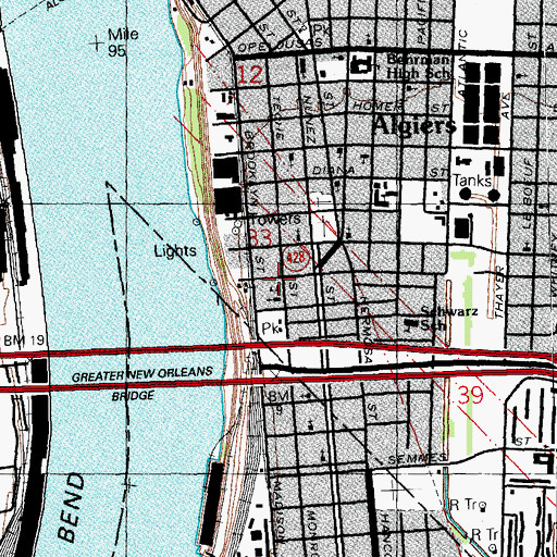 Topographic Map of Saint Anthony School, LA