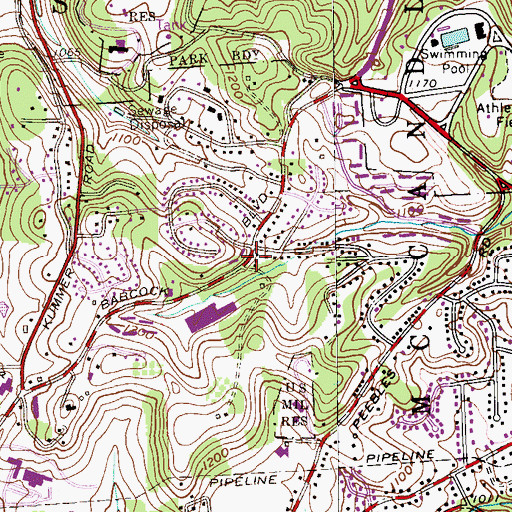 Topographic Map of A W Beattie Career Center, PA