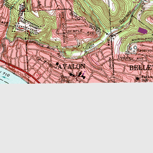Topographic Map of Avalon Borough Hall, PA