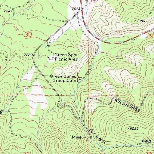 Topographic Map of Green Canyon Group Camp, CA