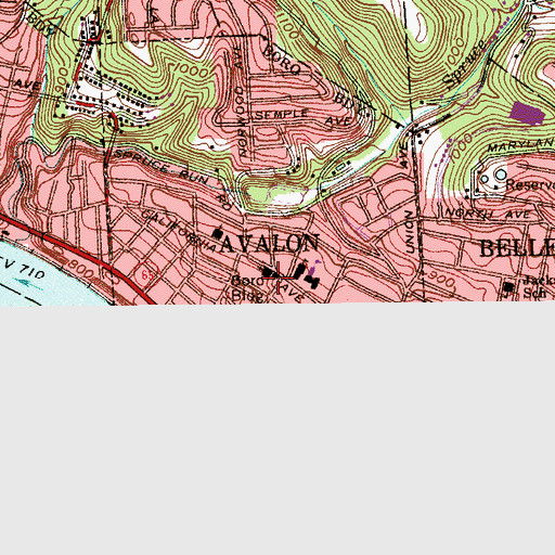 Topographic Map of Avalon Public Library, PA