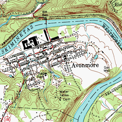 Topographic Map of Avonmore Public Library, PA