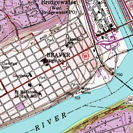 Topographic Map of Beaver Castle Girl Scouts of America, PA