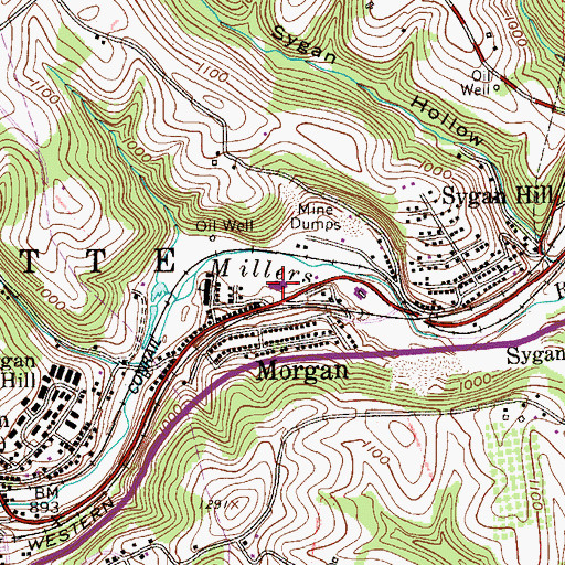 Topographic Map of Bellevue Police Department, PA