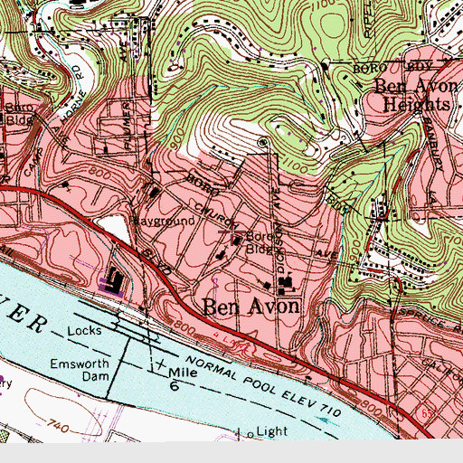 Topographic Map of Ben Avon Borough Hall, PA