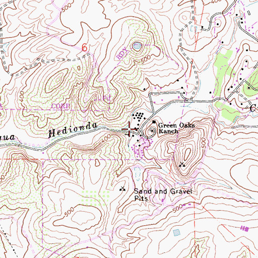 Topographic Map of Green Oaks Ranch, CA