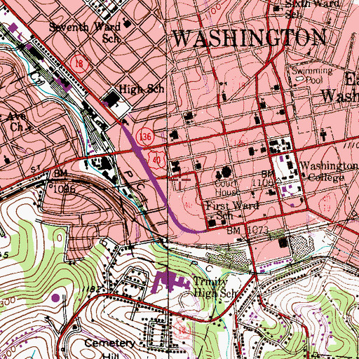 Topographic Map of Community Action Southwest School, PA