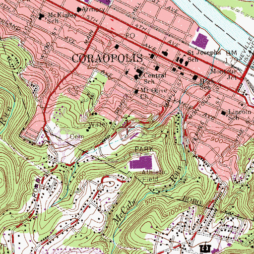 Topographic Map of Cornell Education Center Library, PA