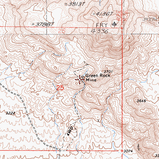 Topographic Map of Green Rock Mine, CA