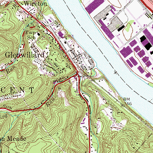 Topographic Map of Crescent Township Hall, PA