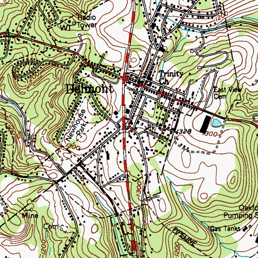 Topographic Map of Delmont Public Library, PA