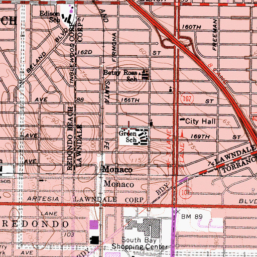 Topographic Map of William Green Elementary School, CA