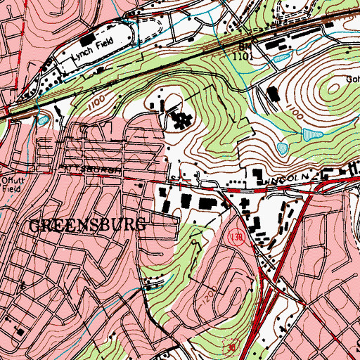 Topographic Map of Diocese of Greensburg, PA