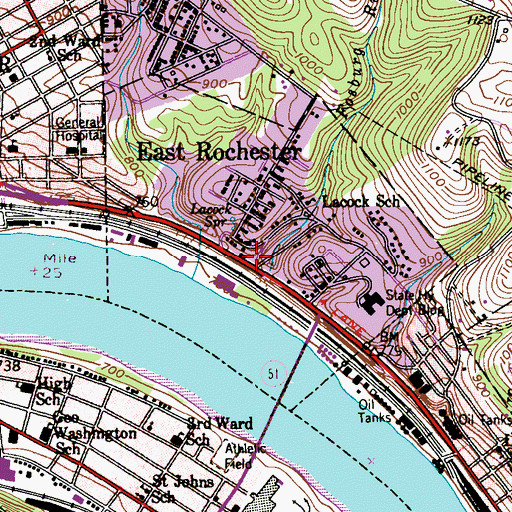 Topographic Map of East Rochester Borough Hall, PA