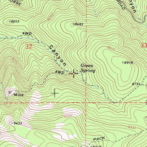 Topographic Map of Green Spring, CA