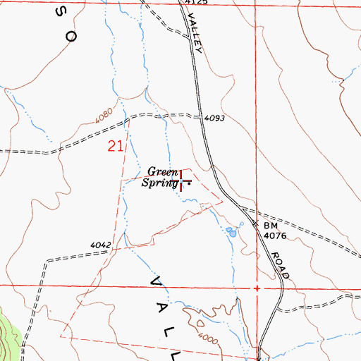 Topographic Map of Green Spring, CA