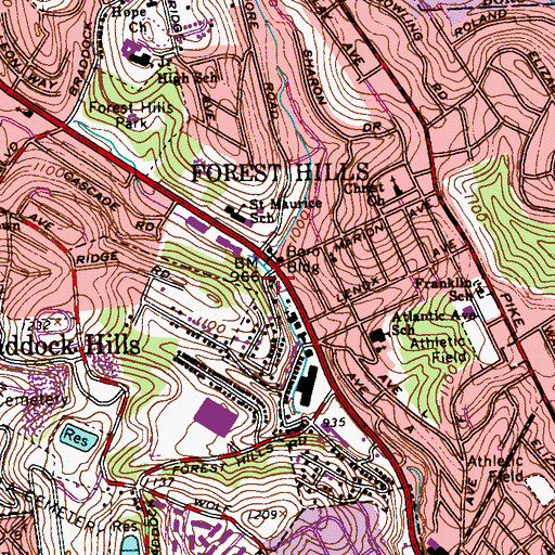 Topographic Map of Forest Hills Police Department, PA