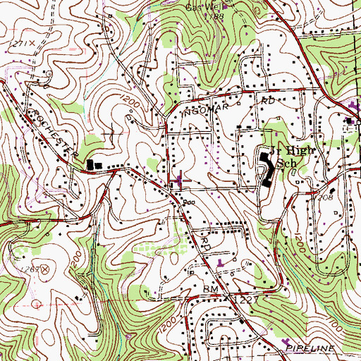 Topographic Map of Franklin Park Borough Hall, PA
