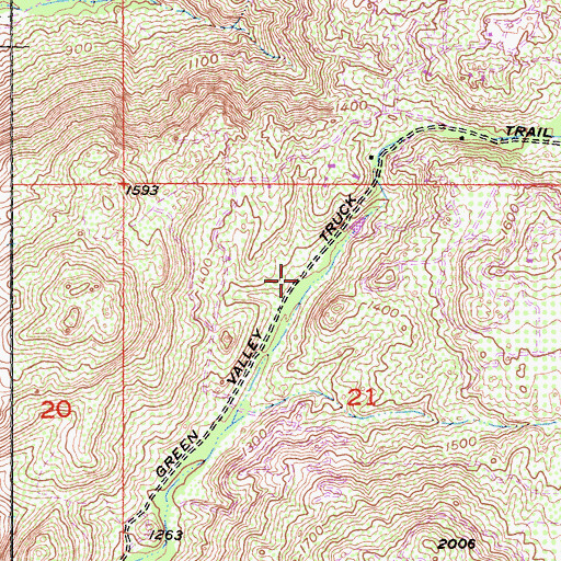 Topographic Map of Green Valley Truck Trail, CA