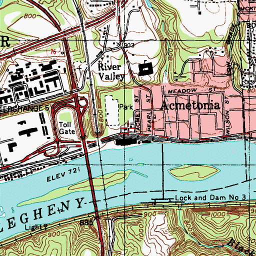 Topographic Map of Harmar Township Hall, PA